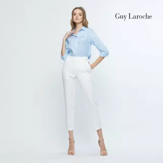 Guy Laroche เสื้อเชิ้ตผู้หญิง Light linen แขนสามส่วน สีฟ้า G9U1BU