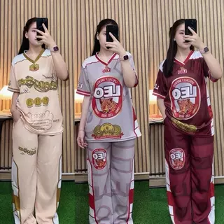 ( Mset18 ) ชุดเซท เสื้อ กก.ขายาว คอวี ALCOHO 5สี sport ฟรีไซส์