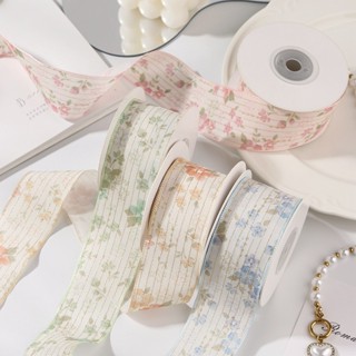 พร้อมส่ง ริบบิ้นผ้า ลายดอก ประดับดิ้นทอง สไตล์ เกาหลี  ขนาด …