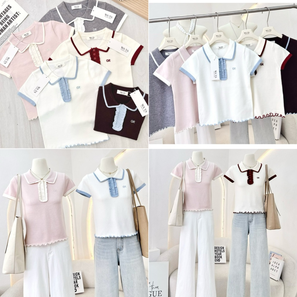 🧸WA YA🧸เสื้อคอปกผ้าไหมพรมแต่งระบาย เกรดคัดมาอย่างดี ตั้งใจคัดติ้งมาอย่างดีทั้งสีและคุณภาพไหมพรมเป๊ะพรีเมียม