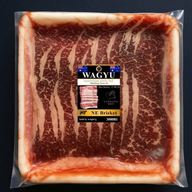 Carrara AUS Wagyu Marbling Score 8-9 Navel End Brisket 200g.