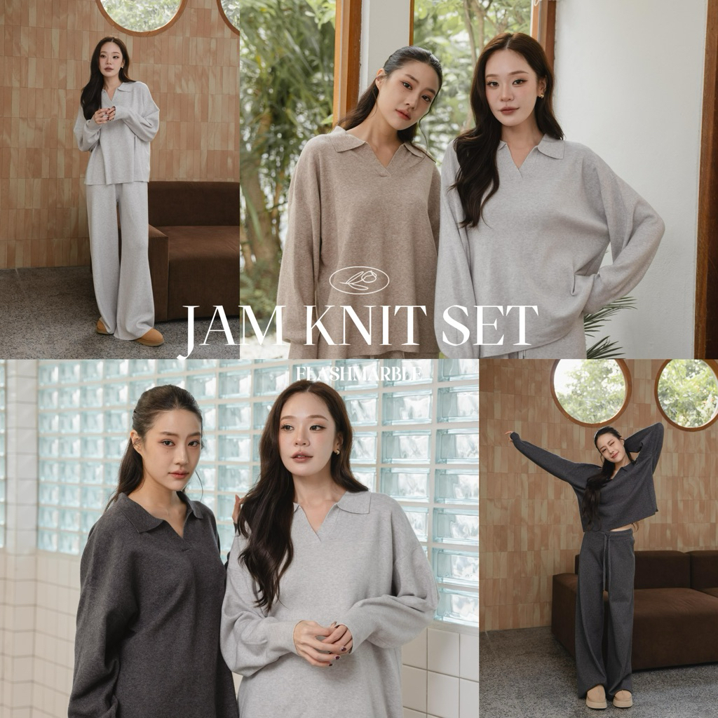 FLASHMARBLE - JAM KNIT SET ชุด AIRPORT SET ไหมพรมทอหนาปานกลาง ผ้านุ่มลื่น อุ่น ทรงทิ้งตัว