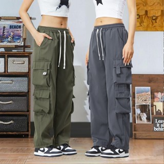 【พร้อมส่ง】🚚กางเกงขายาวผู้หญิง ไซส์ใหญ่ เอวสูง ผ้าทิ้งตัว ขาก…