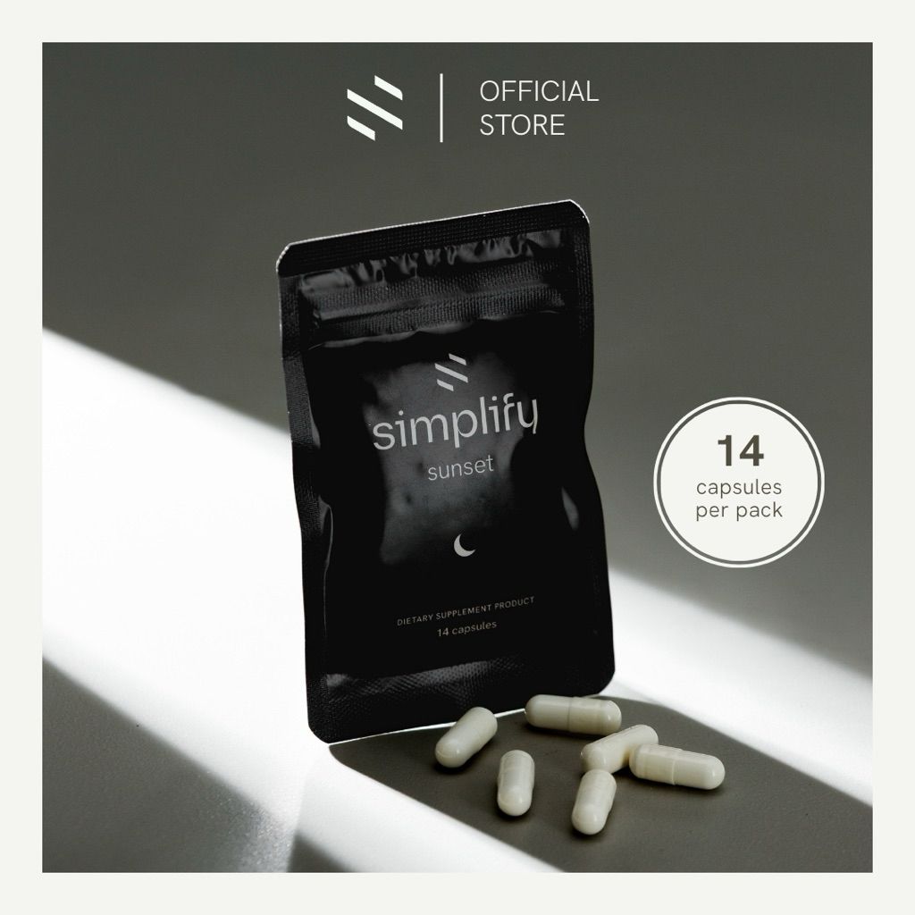 Simplify Sunset Tester [ซอง 14 แคปซูล] วิตามินรวม สูตรกลางคืน 14 แคปซูล ช่วยการนอนหลับ ผ่อนคลาย ฟื้นฟูร่างกาย