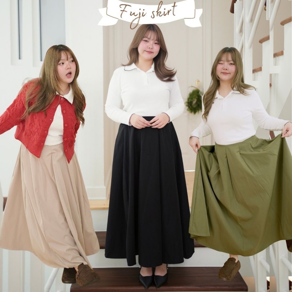 Fuji skirt  กระโปรงยาวพริ้วผ้าคอตตอนใส่สบาย (SK0046) - Merrychubbyhouse