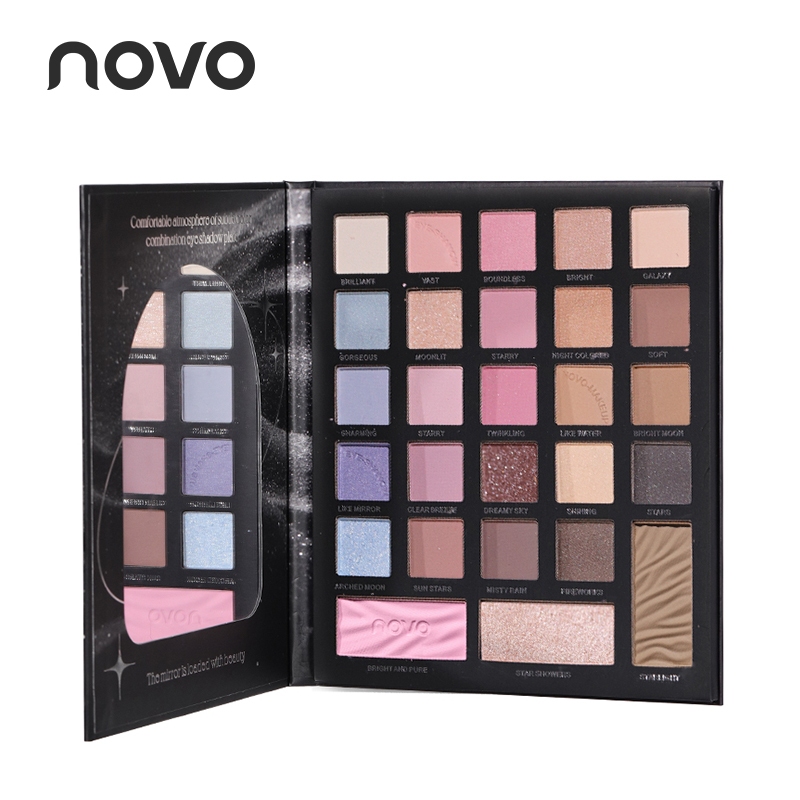 5880 (ใหม่/แท้) NOVO พาเลทอายแชโดว์ เนื้อใยไหม ประกายชิมเมอร์ กลิตเตอร์ สีสวย Eye Shadow Palette