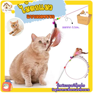 ไม้แมว ลวดแหย่แมว ไม้กายสิทธิ์ ลวดยืดหยุ่นสีสันสดใสพร้อมขนนกและกระดิ่งของเล่นออกกําลังกายลูกแมว ขนนก