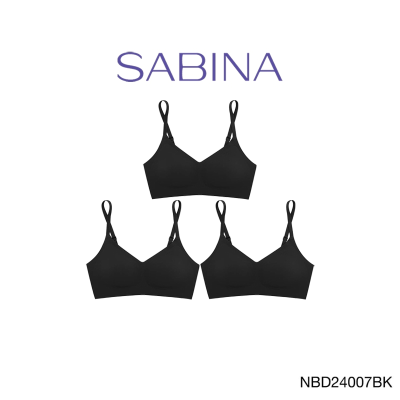 [Online Exclusive]  (Set 3 ชิ้น) Sabina Perfect Bra Level 1 เสื้อชั้นใน ไร้ตะเข็บ ไร้โครง รหัส NBD24007BK - สีดำ