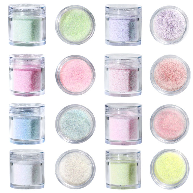 กลิตเตอร์แบบละเอียดสีลูกกวาด สีพาสเทล กลิตเตอร์ตกแต่ง DIy(8สี)
