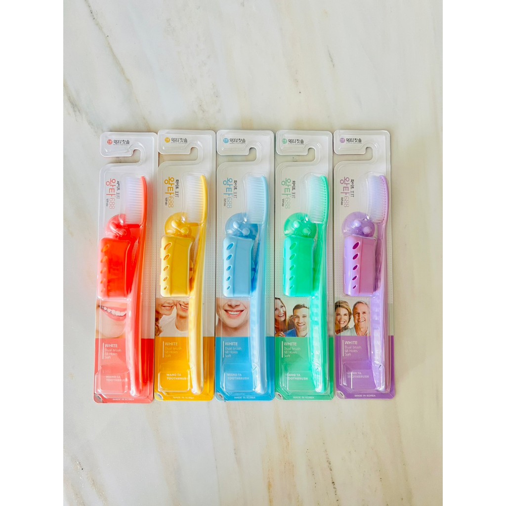 แปรงสีฟัน Wangta Toothbrush White Dual  ขนแปรงนุ่มพิเศษ