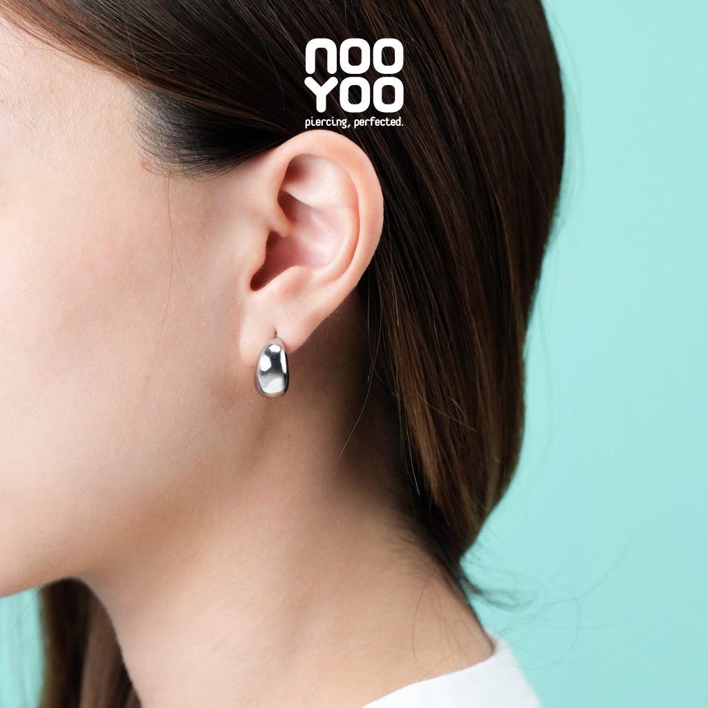 NooYoo ต่างหูสำหรับผิวแพ้ง่าย The Puffy Moon Surgical Steel (สีเงิน/สีทอง) - รูปที่ 5