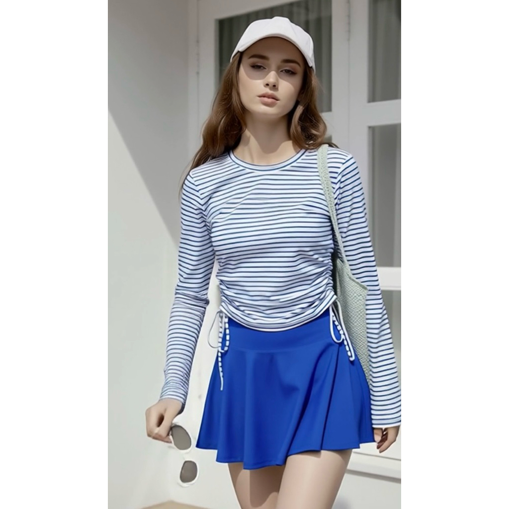 รุ่น Marine Bay ชุดว่ายน้ำเสื้อแขนยาว+กระโปรง ด้านในเป็นขาสั้น