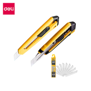 Deli คัตเตอร์ คัตเตอร์เหล็กเล็ก มีดคัตเตอร์ 18mm คัตเตอร์ด้ามแสตนเลส มีดคัตเตอร์ คุณภาพสูง Cutter