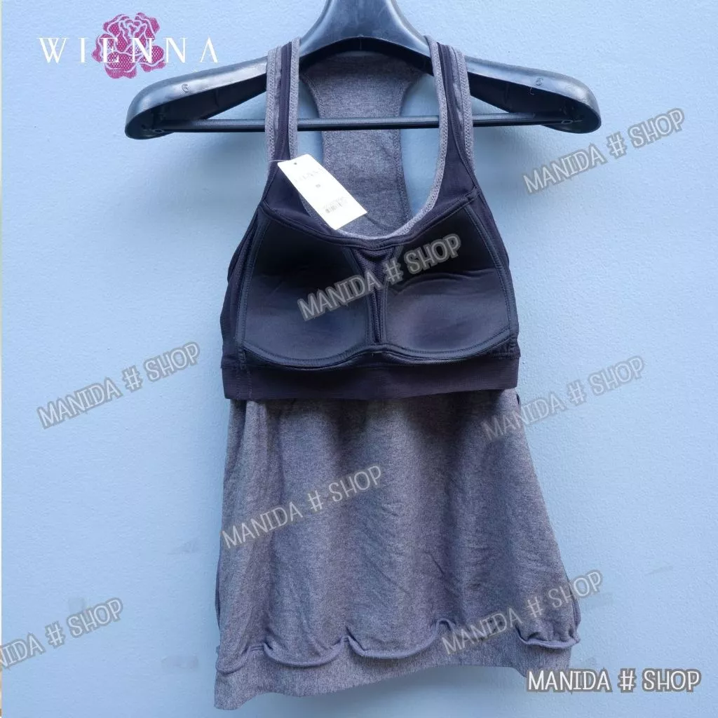 เสื้อออกกำลังกาย WIENNA รุ่น DH21001 ทรงสปอร์ต บราในตัว สีเทาเข้ม thumbnail 9