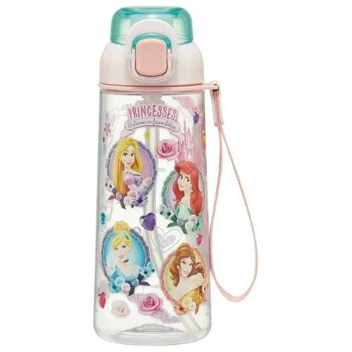 One-Push Straw Bottle Water Bottle 630ml Transparent PSHPO6 Disney Princess