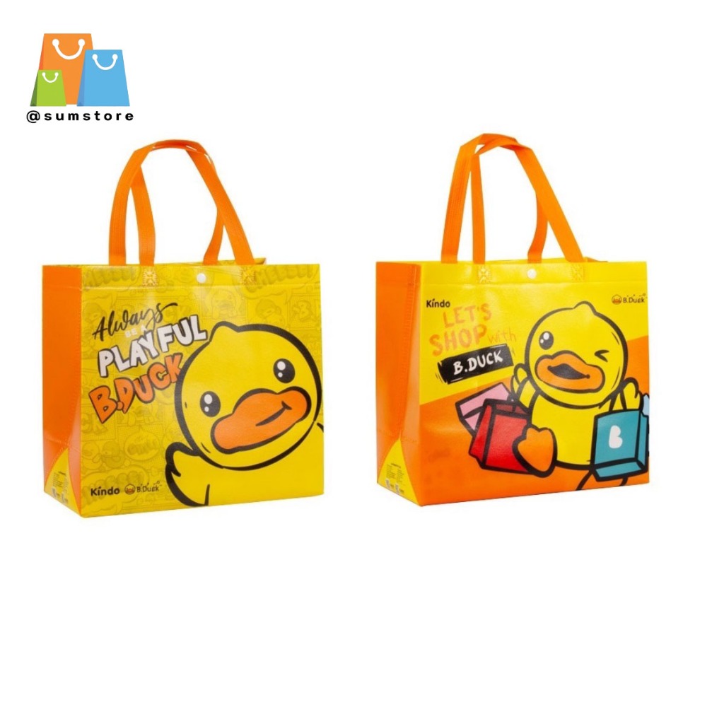กระเป๋าช้อปปิ้ง Bduck  30x30x16cm. เหลือง ลายเป็ด คละลาย