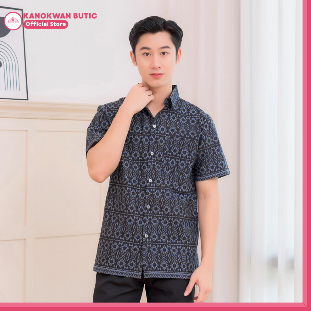 เสื้อเชิ้ตไทยลายขอ สีดำ โทนสุภาพ รุ่นMidnight - รูปที่ 2