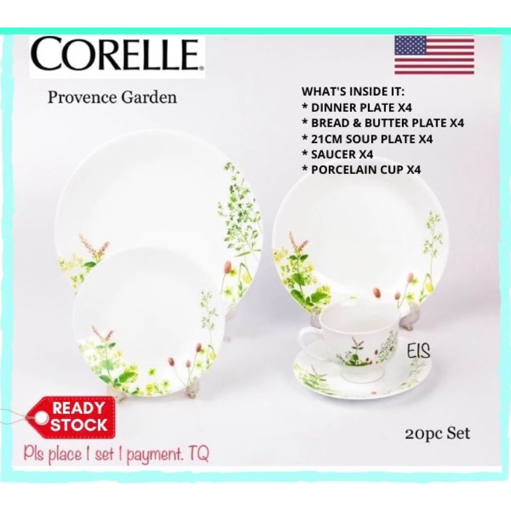Corelle Provence Garden 20pcs Dinnerware Set [Cups] (20V-PVG-P) Livingware Dinner Serve Set