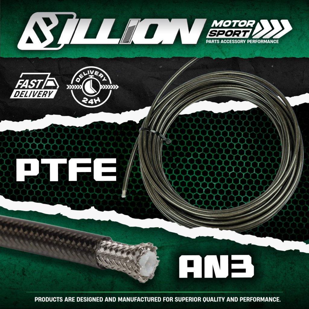 Billion สายน้ำมันเบรค PTFE AN3 สไตล์ KEVLAR