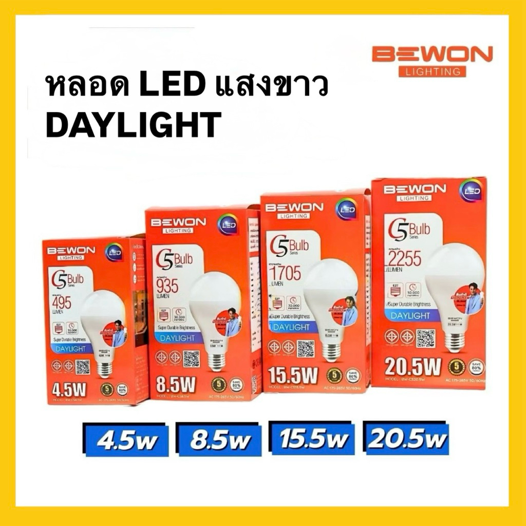หลอด BULB LED แสงขาว Daylight หลอดไฟ 4.5W 8.5W 15.5W 20.5W หลอด LED