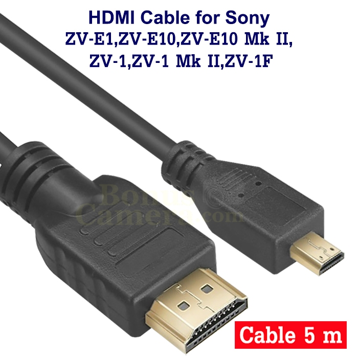 สาย HDMI ยาว 5m ต่อ Sony ZV-E1,ZV-E10,ZV-E10 Mk II,ZV-1,ZV-1 Mk II,ZV-1F เข้า HDTV,Monitor cable