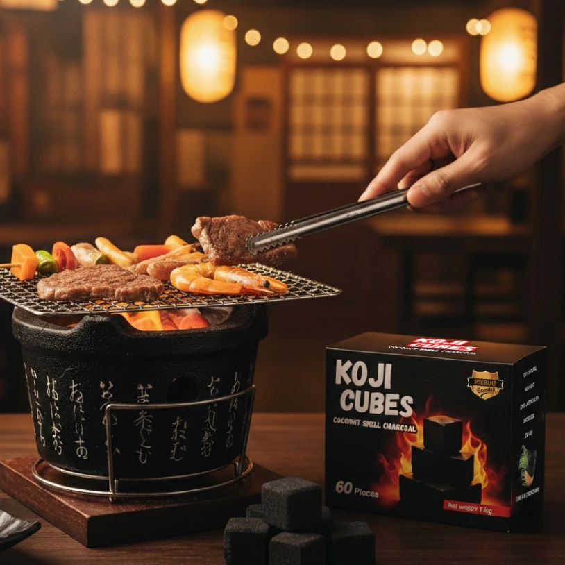 KOJI CUBES ถ่านอัดแท่งทรงลูกเต๋า 25มม. (2.5ซม.) เกรดพรีเมียม ไฟแรงนาน ไร้ควัน สำหรับ เตาฮิดะ และแคมป์ปิ้ง 1 kg 60 ก้อน thumbnail 7
