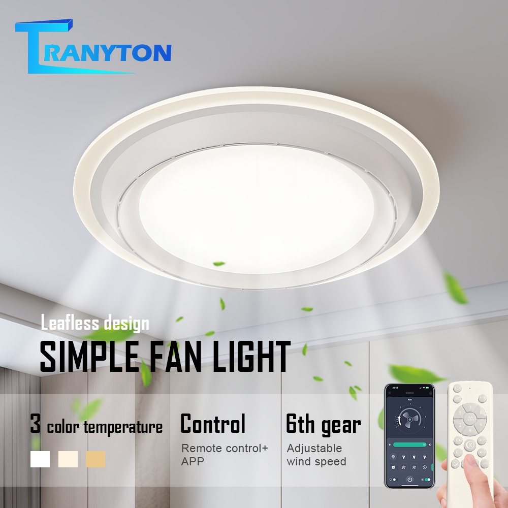 Ceiling Fan with Light  โคมระย้าโคมไฟ ไฟพัดลม 6ระดับ โคมไฟพัดลม ไม่มีเสียงรบกวน มีรีโมทควบคุม 60W เปลี่ยนสีไฟได้ 3 สี