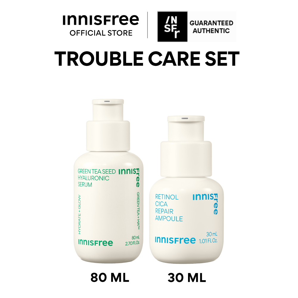 innisfree Trouble Care Set (Retinol 30ml + Green Tea Serum 80ml) อินนิสฟรี เซ็ตกู้ผิวเป็นสิว
