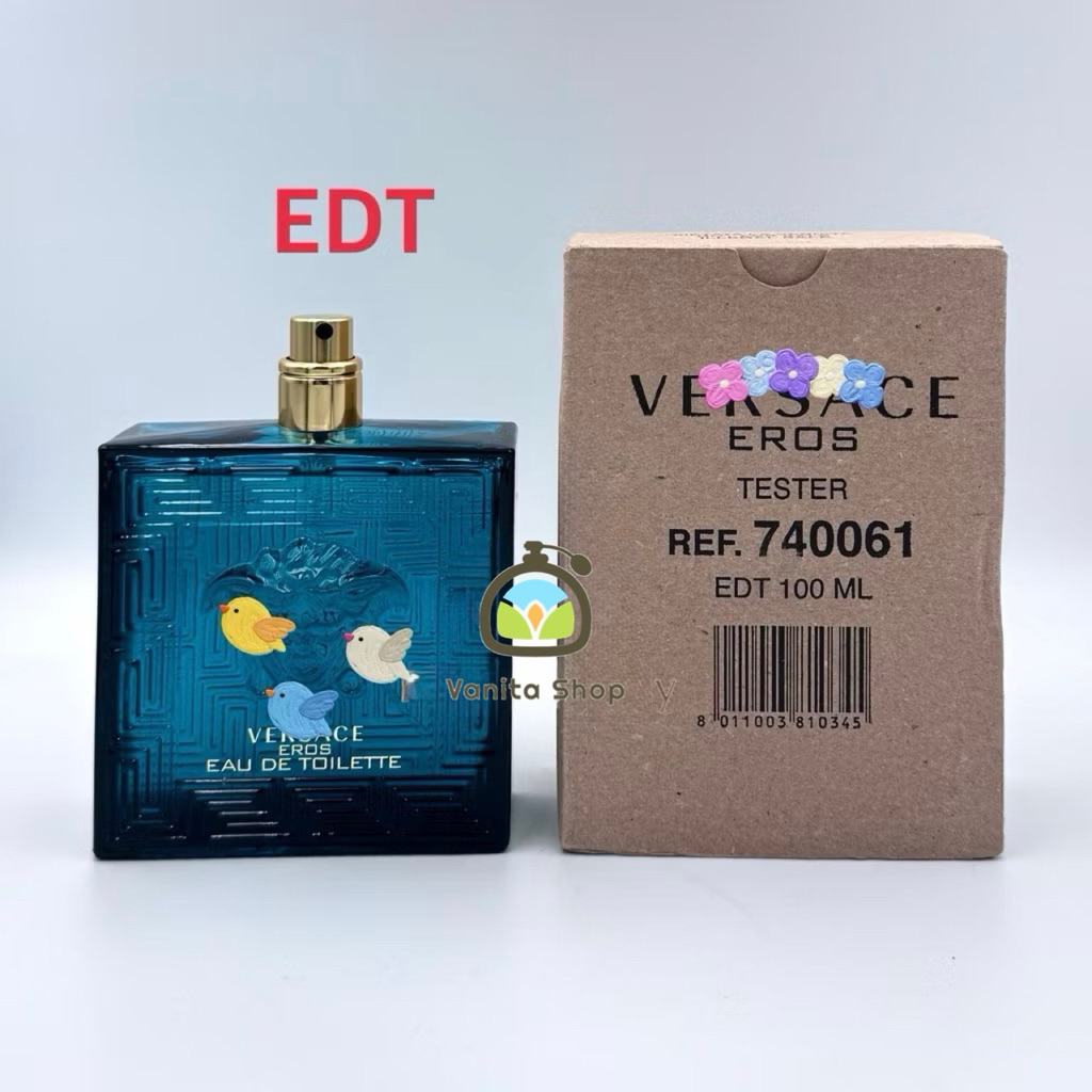(ไม่มีฝา)น้ำหอมกล่องเทสเตอร์ของแท้ Versace eros pour homme edt 100ml