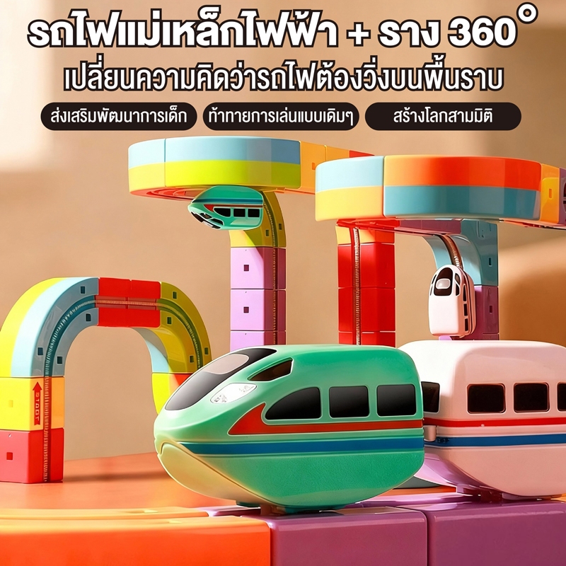 กรุงเทพฯจัดส่ง  3Dชุดรางรถไฟขนาดใหญ่ รถรางUSBดีไซน์ติดตั้งง่าย ความทนทานนานของขวัญสำหรับเด็ก - รูปที่ 5