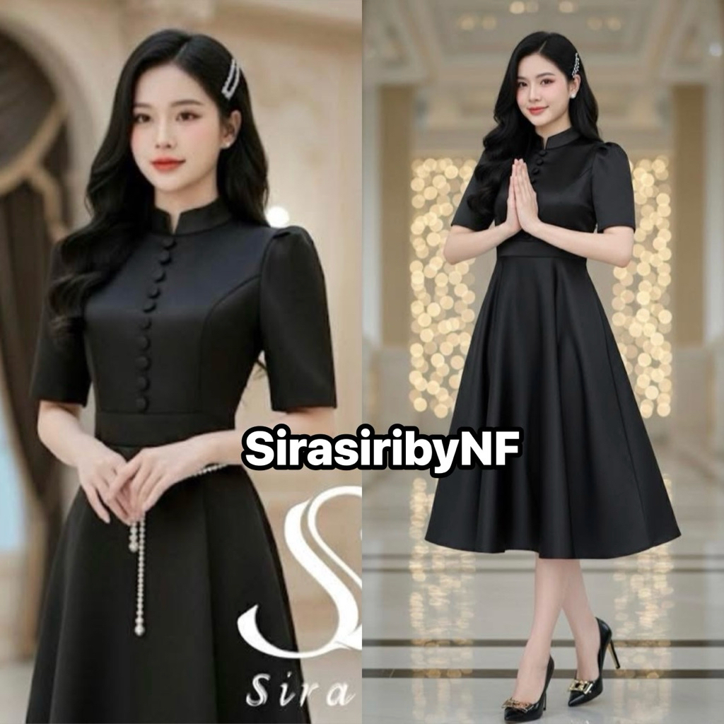 พร้อมส่ง✅📍มีส่งด่วน📍🖤 ชุดเดรสสีดำ สุภาพ ชุดดำ ชุดพระราชทานเพลิงศพ🖤ชุดดำสุภาพ ชุดทำงานสีดำ ชุดดำงานศพ