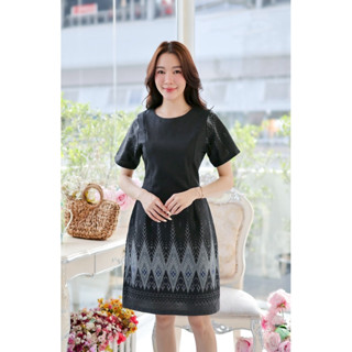 ชุดให้นม ลายไทย สีดำ #เดรสสีดำ