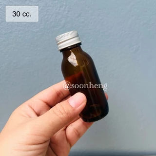 [TG489/W510](แพ็ค 24 ใบ) ขวดแก้วสีชา/ใส 30 มล พร้อมฝาและจุกใน