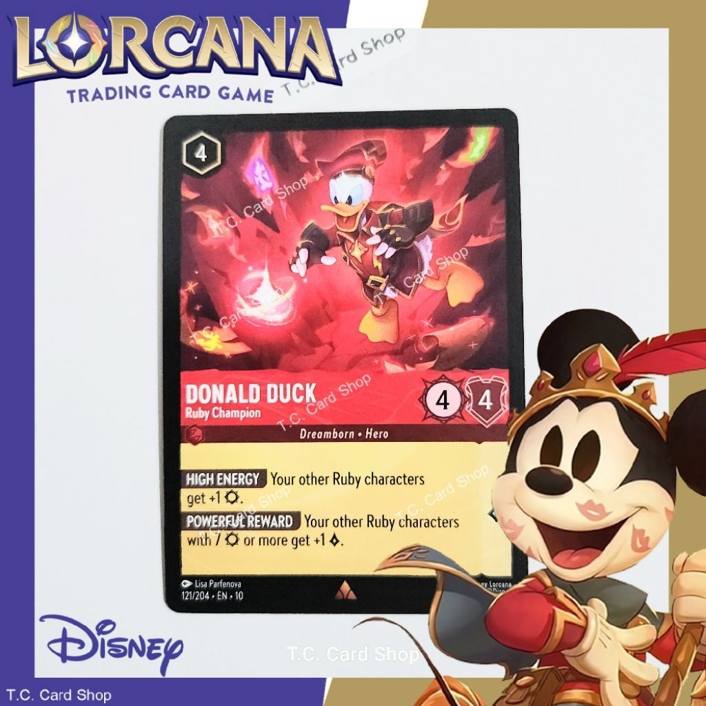 Donald Duck - Ruby Champion EN10 121/204 Rare - Disney Lorcana (ดิสนีย์ ลอร์คานา) (Whispers in the Well)