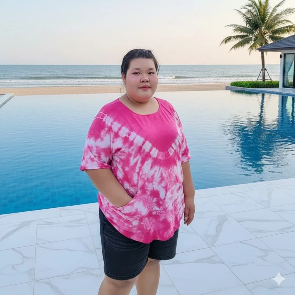 เสื้อเดี่ยวมัดย้อมแขนสั้น ไซส์จัมโบ้ อก 54 นิ้ว ผ้าคอตตอน thumbnail 9