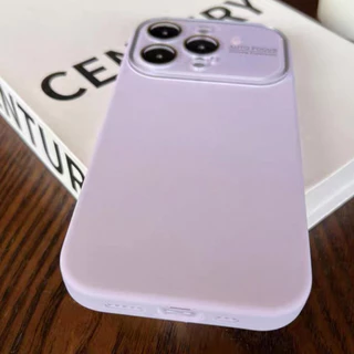 เคสนิ่ม เคสกำมะหยี่ สีพื้นพร้อมเลนส์กระจก สีม่วง for iPhone 17 17promax 16 pro max 15 pro max 14 pro max 11 12 13 16plus