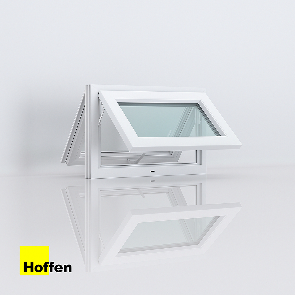 HOFFEN หน้าต่างบานกะทุ้ง หน้าต่างกระจก uPVC 80X50 ซม. รุ่น PRO พร้อมมุ้ง
