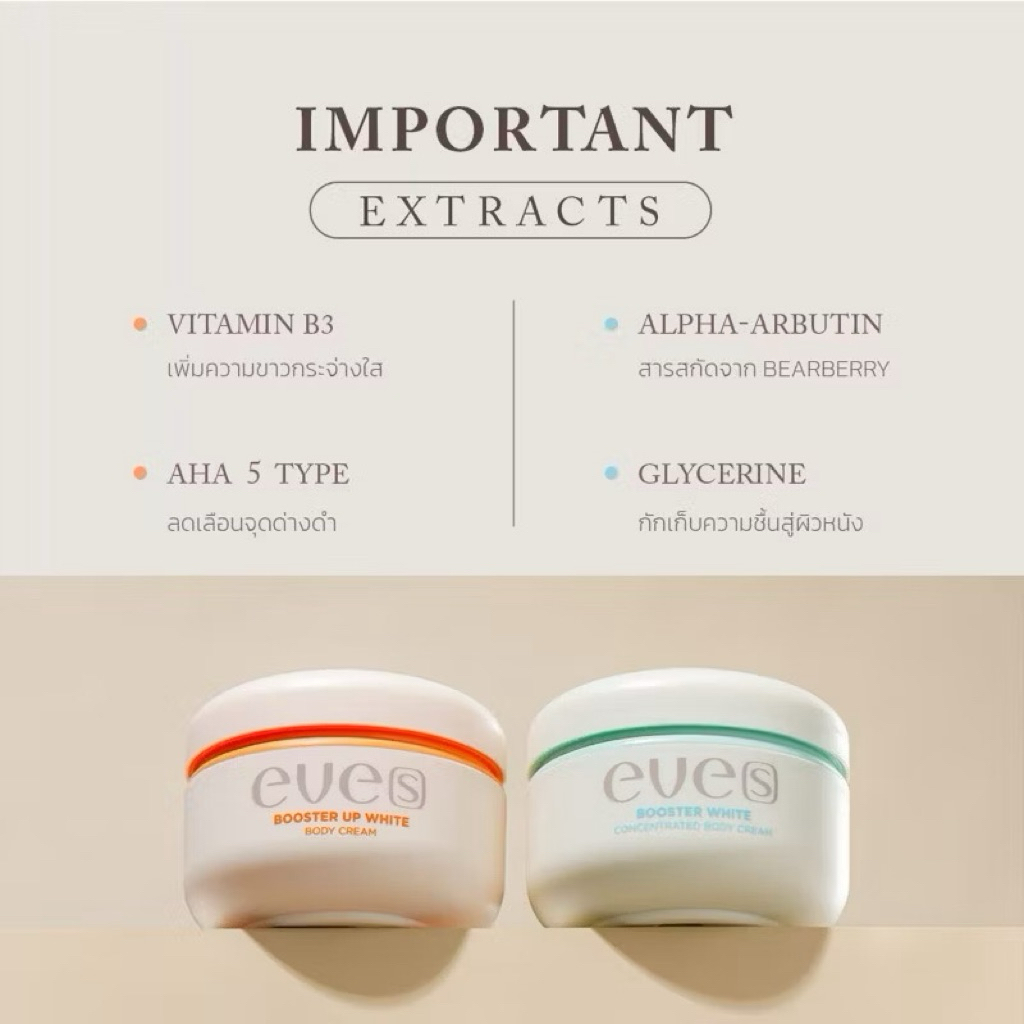 ⚡️NEW EVES บูสเตอร์ส้ม อีฟส์ | BOOSTER UP WHITE BODY CREAM | 100g 🧡{ของแท้มีบัตร} 🍊