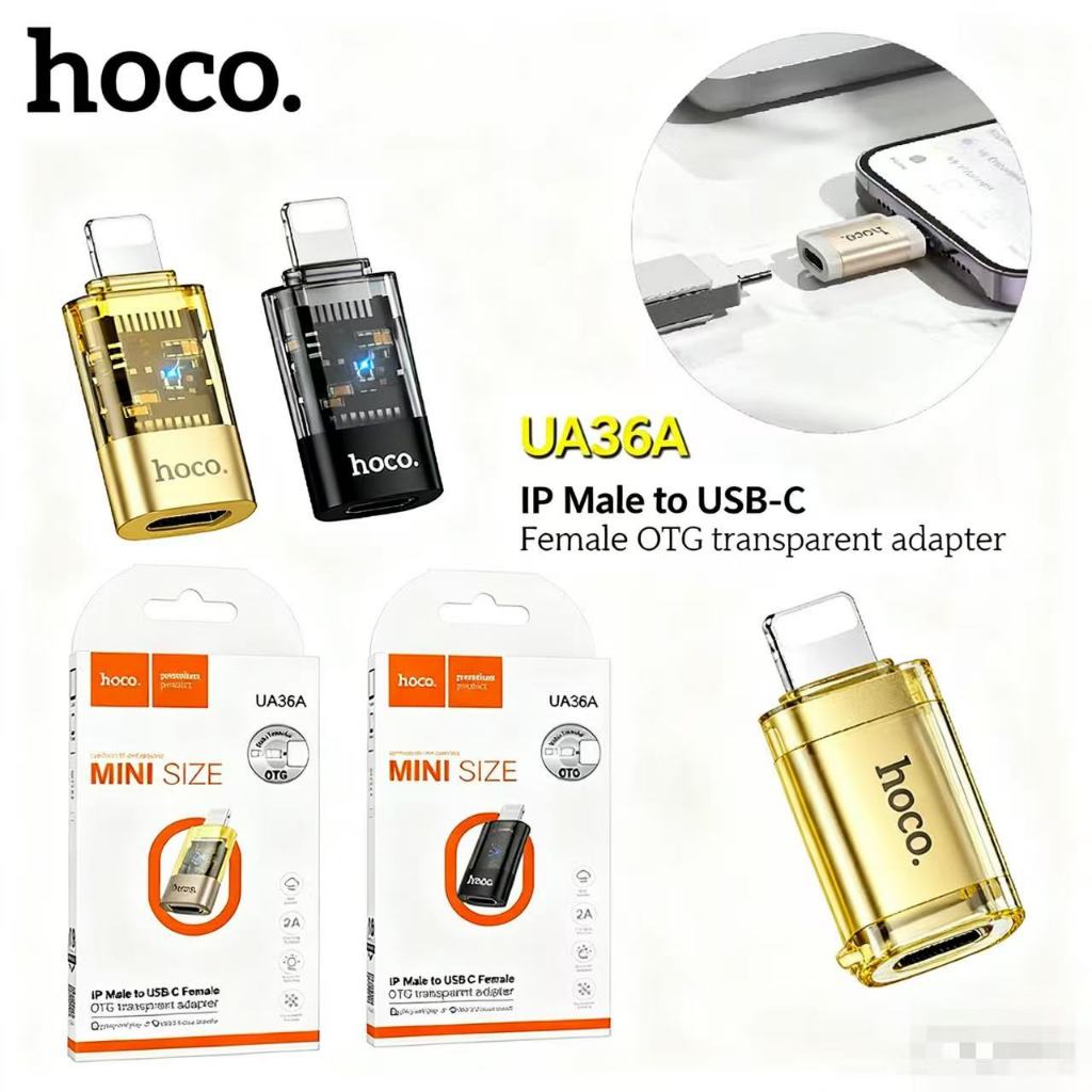 Hoco UA36Aตัวแปลง(adapted)OTG สำหรับType C to I-P USB2.0 MINI SIZE สินค้าของแท้100%