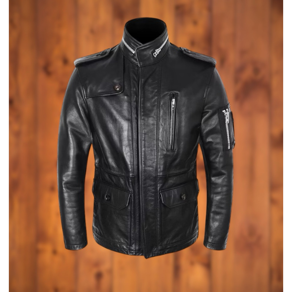 🌀เจ็คเก็ตหนังแท้ แบบM65 jacket เสื้อหนังวินเทจ สินค้าใหม่มือ1 พรีฯ