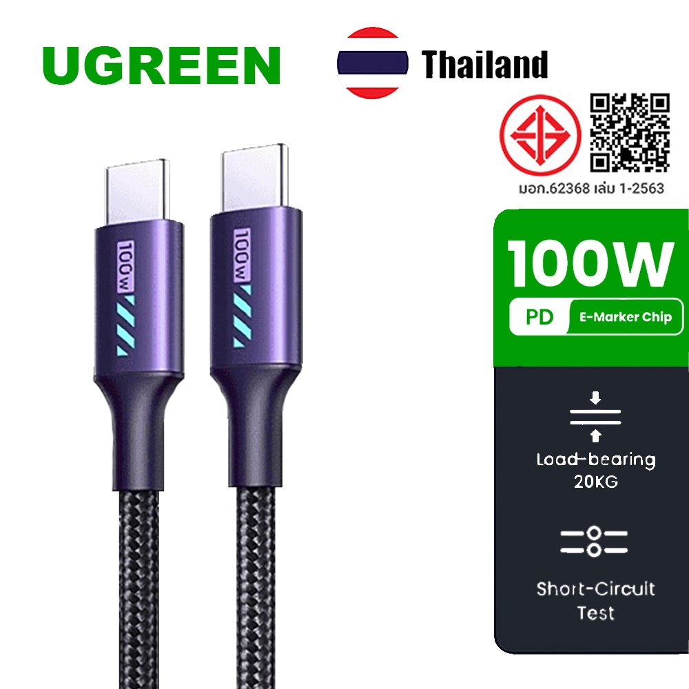 UGREEN สาย USB-C 100W สายชาร์จเร็ว 240W สาย USB Type C ถึง C ที่รองรับการชาร์จเร็ว
