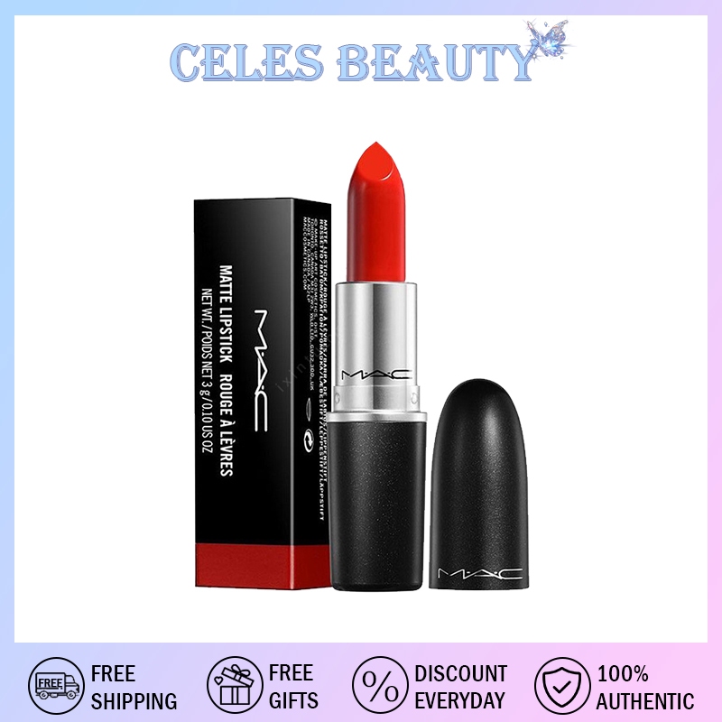 MAC Retro Matte Lipstick Shade 707 Ruby Woo 3g（Full Size）ลิปสติกแมค #707#602#612#510#108#607