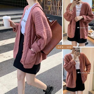 Zenmoya(แขนยาว390)เสื้อคลุมไหมพรม Oversize คาร์ดิแกน แขนยาว เสื้อคลุม กันหนาว สาวอวบ คนอ้วนใส่ได้