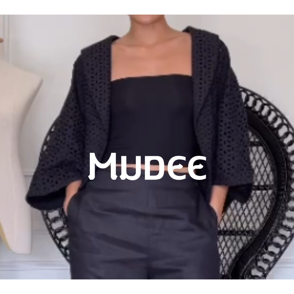 MUDEE เสื้อคลุมคอตตอนลูกไม้ปัก