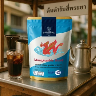 ตรามังกรบิน กาแฟผสม ชนิดผง สูตรดั้งเดิม 1000 กรัม (กาแฟโบราณถุงสีฟ้า)