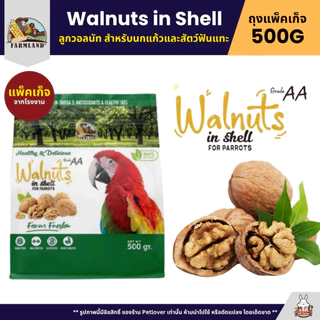 Farmland Walnuts in Shell ลูกวอลนัท สำหรับนกแก้วและสัตว์ฟันแทะ (แพ็คเก็จ 500G)
