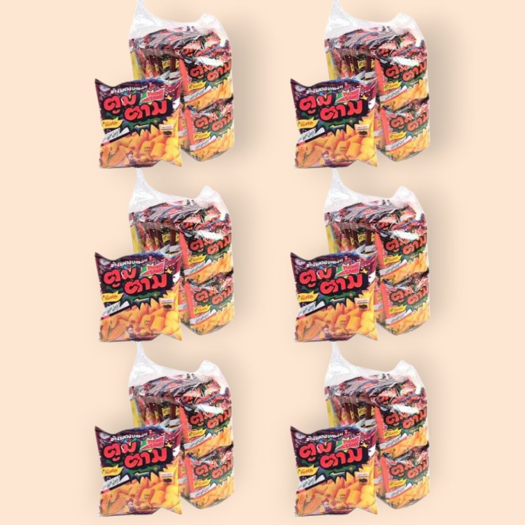 ตูมตาม รสบาร์บีคิว รสไก่ 6แพ๊ค/12แพ๊ค ยกลัง ราคาส่ง ขนมขบเคี้ยว ข้าวโพดอบกรอบ ขนมโบราณ ยุค90
