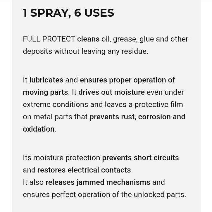 [ลดล้างสต๊อก! ] สเปรย์เอนกประสงค์ 6 in 1 FULL PROTECT MULTI-PURPOSE 250 ml - รูปที่ 3