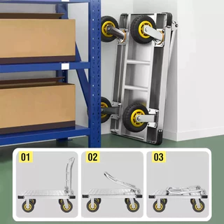 【จัดส่งฟรี】รถเข็นของ รับน้ำหนัก 2800 kg 4ล้อ ล้อหมุนได้360องศา พับได้ งหนัก วัสดุหนา คานเหล็กรับน้ำหนักได้ดีเป็นพิเศษ