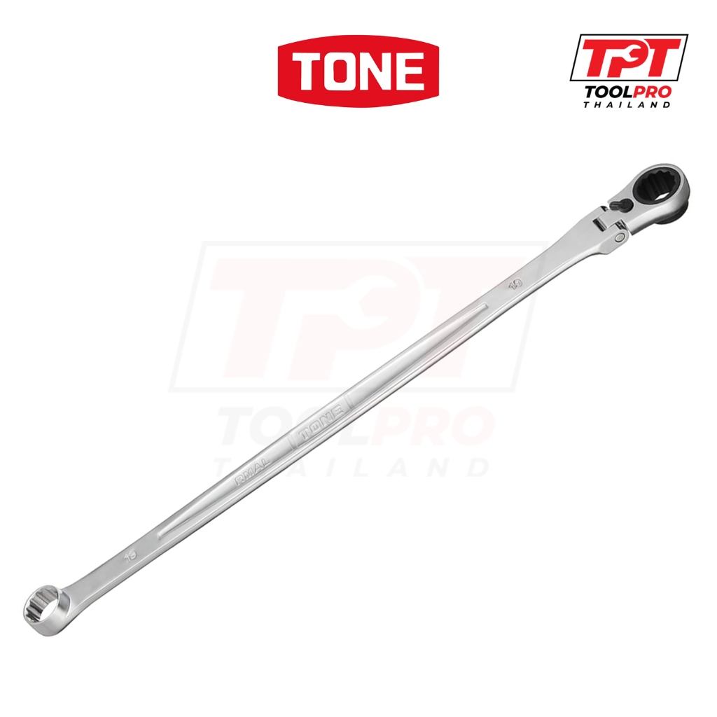 TONE ประแจแหวนฟรีข้างปากตาย หัวพับได้, Extra Long Flex Head Ratchet Spanner (RMA-)